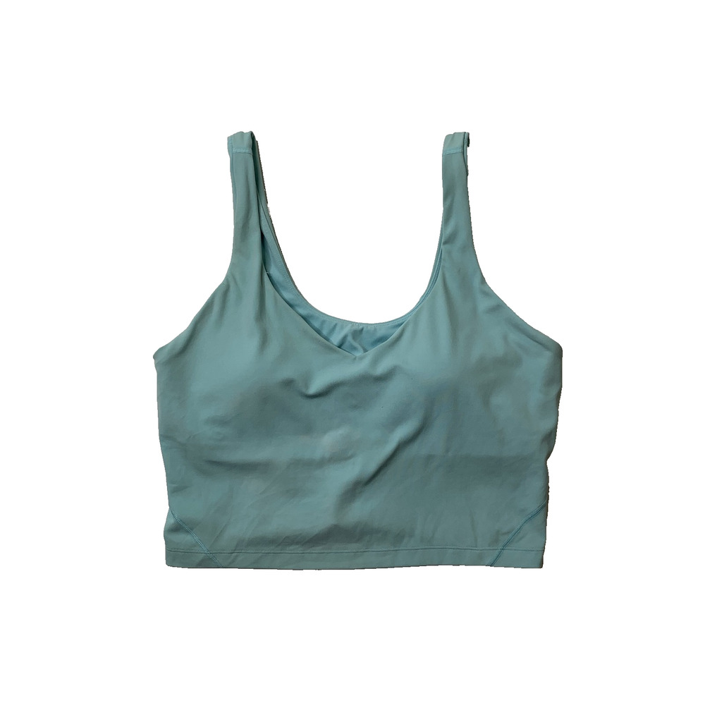 Lululemon Sports Bra Womens 12 Sea Glass Shelf Bra Padded Align Tank Top *READ